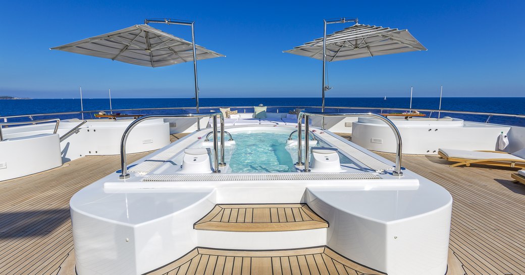 Sundeck Jacuzzi onboard charter yacht BOADICEA