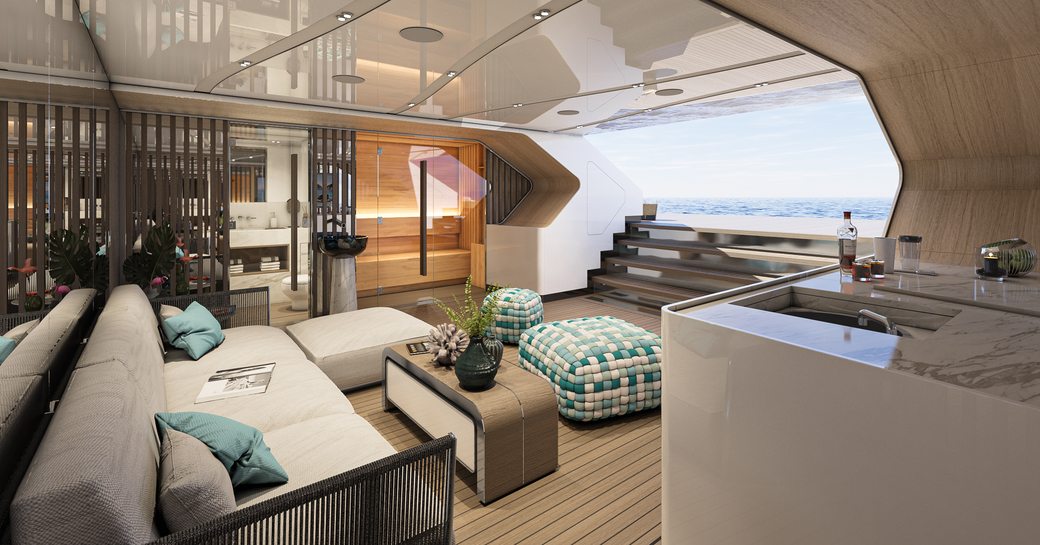 Beach club on board charter yacht ETERNAL SPARK