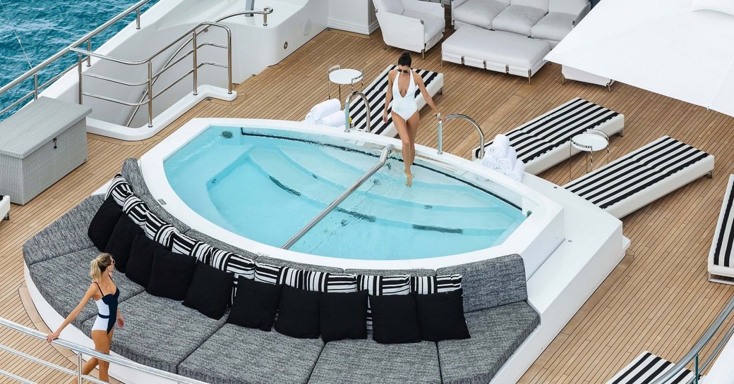 Swimming pool onboard Charter yacht SECRET