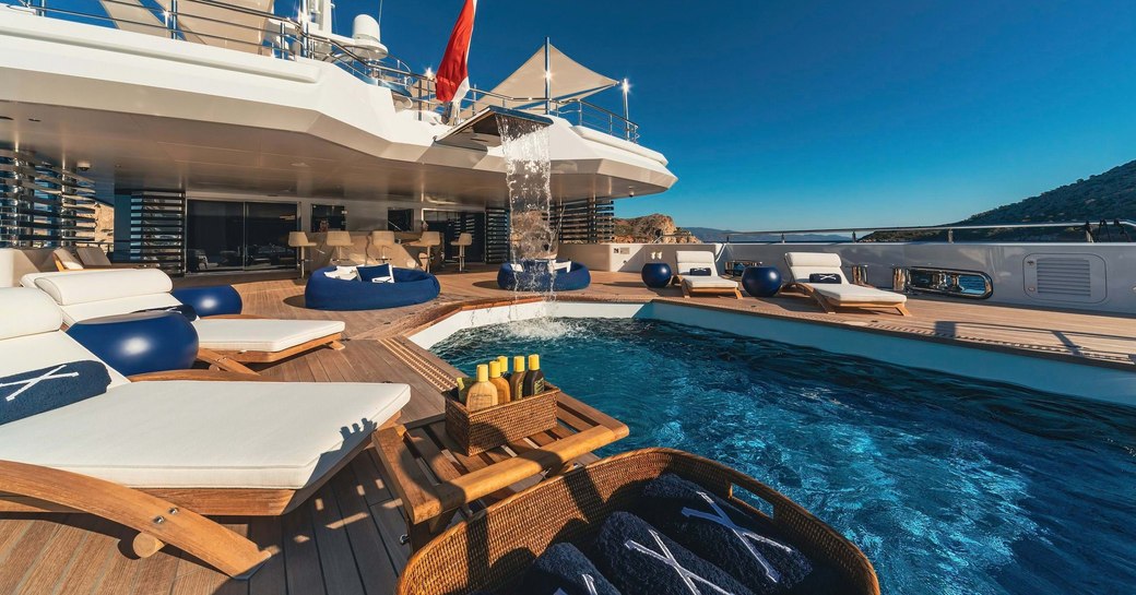 Swimming pool on board charter yacht PROJECT X