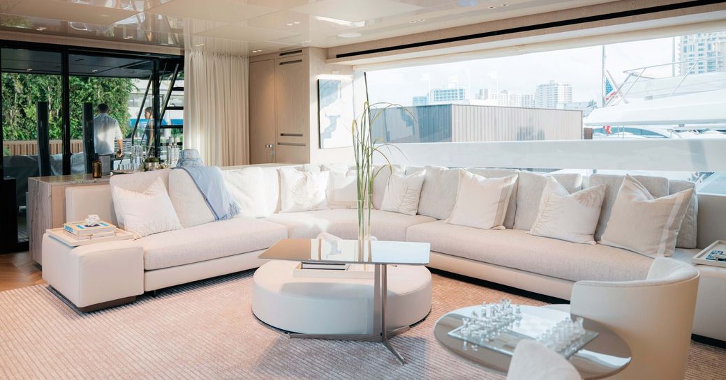 Main salon on board charter yacht ANOTHER ONE