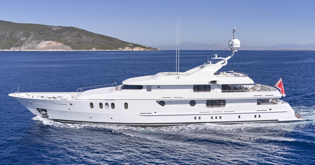 Superyacht charter JAZ underway at sea