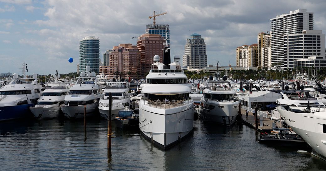 Superyacht charters berthed in Miami marina