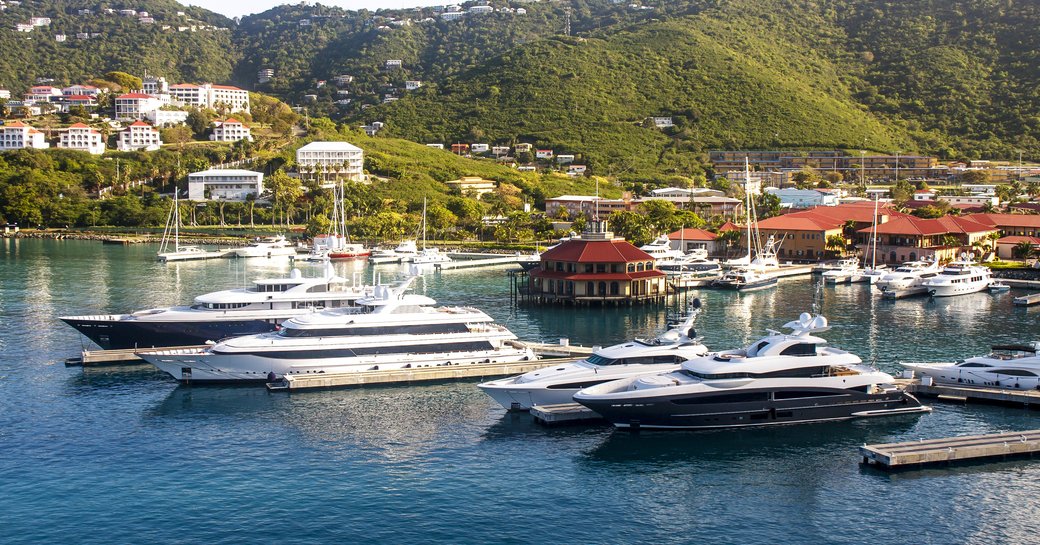 Superyachts berthed in Yacht Haven Grande St Thomas