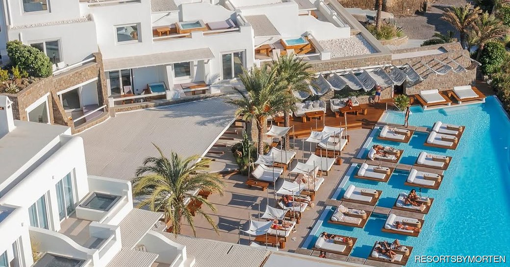 Cavo Tagoo Mykonos aerial view