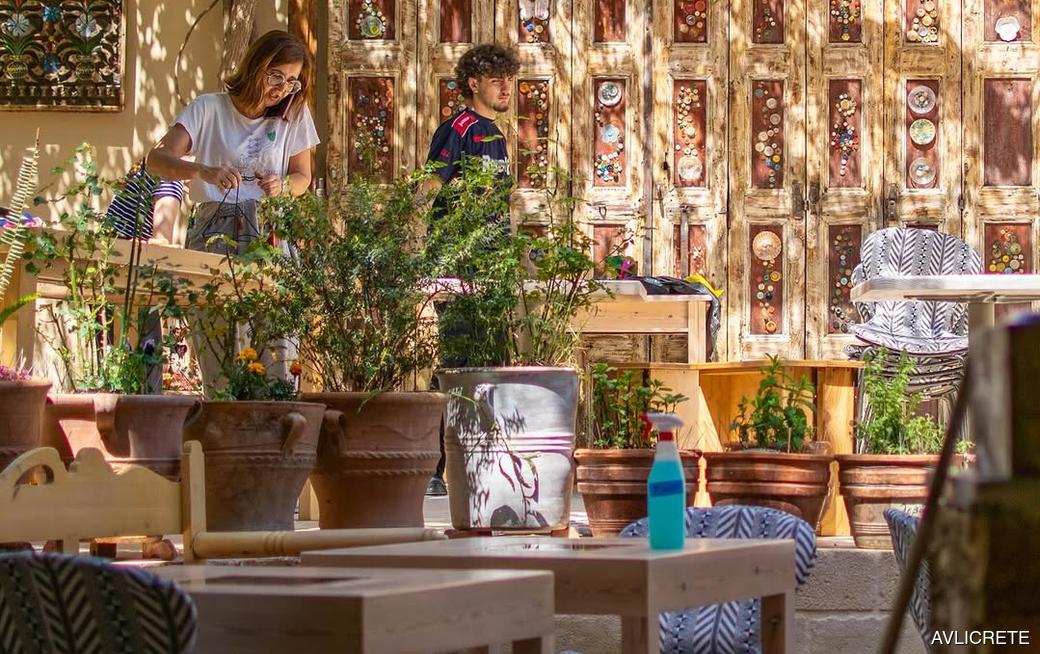 Avli Crete dining area yard