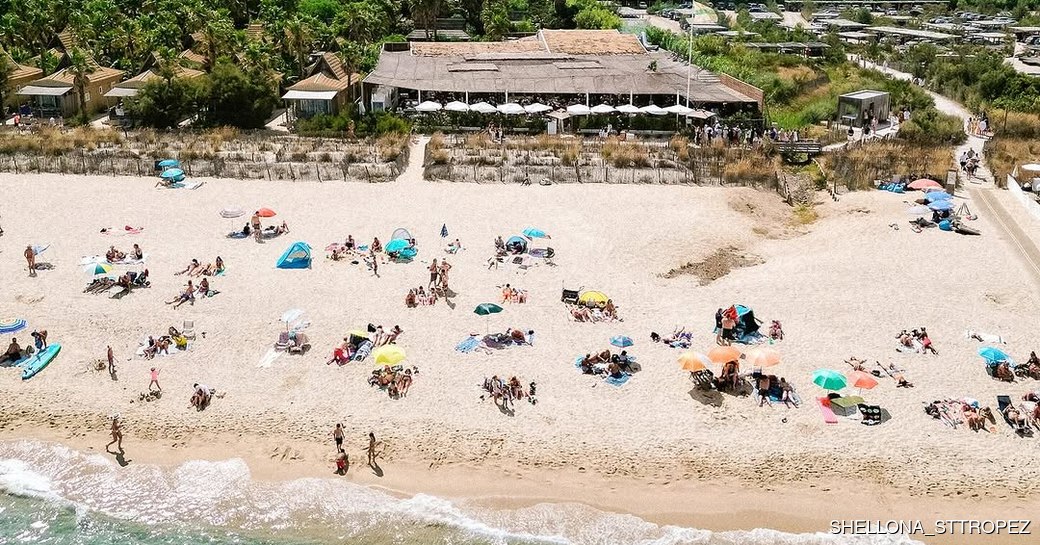 Shellona St Tropez beach aerial view