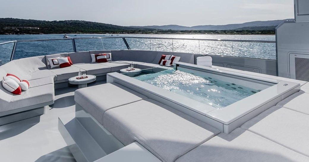 Sun deck Jacuzzi on board charter yacht BOLD