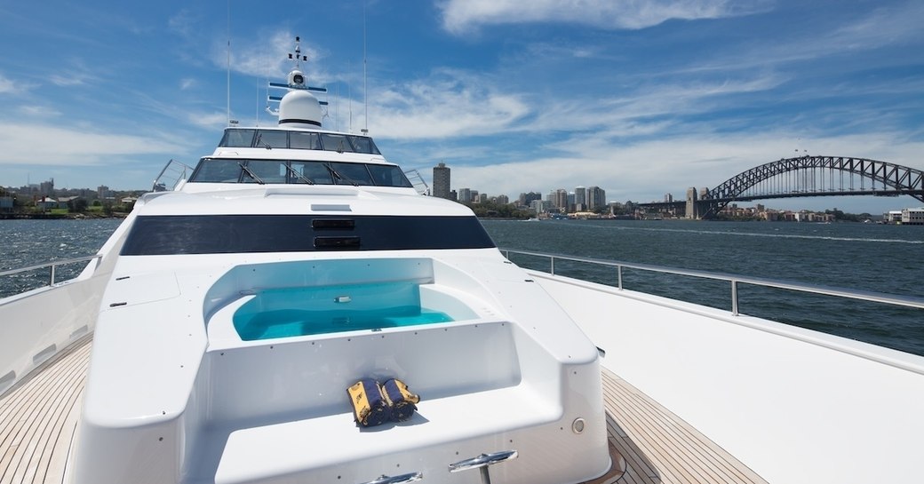 spa pool on board superyacht Tango as she cruises on charter in Sydney