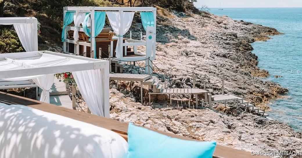 Carpe Diem Beach Hvar beach and lounge area
