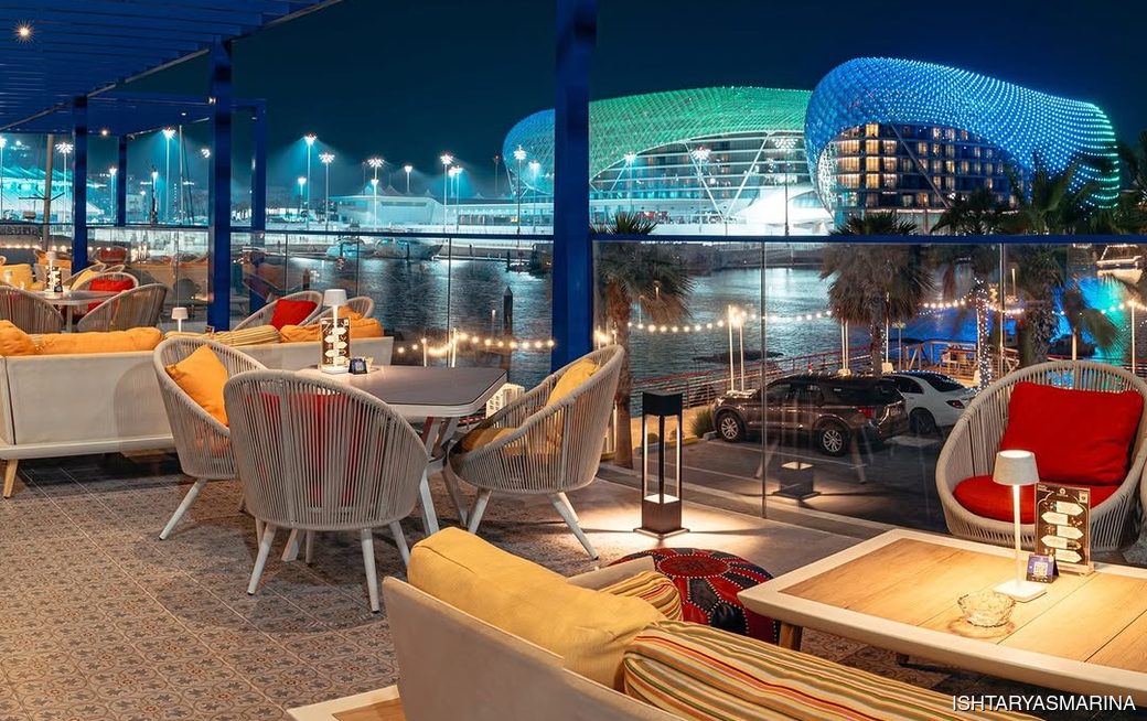 Ishtar Abu Dhabi dining area at night