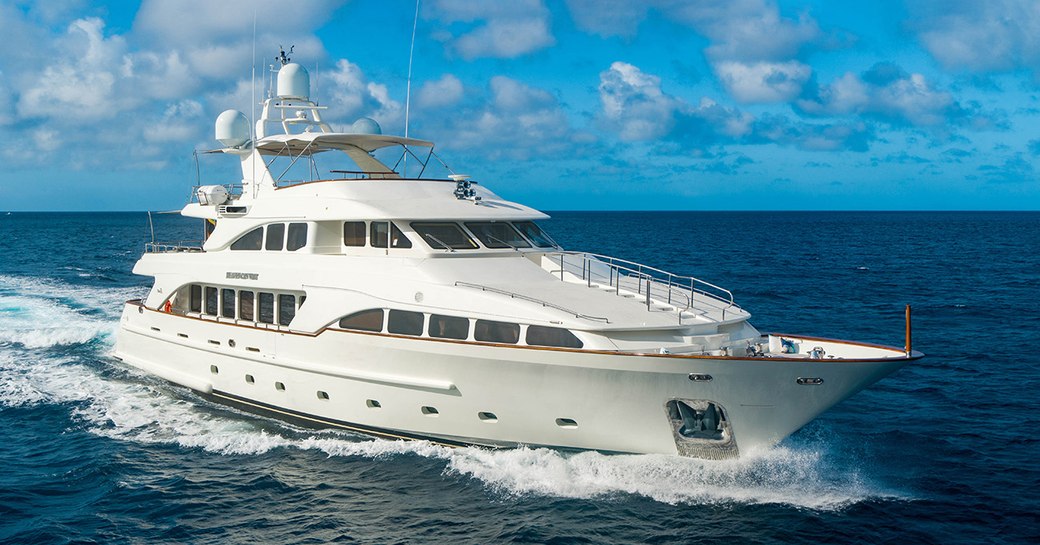 Charter yacht HEAVEN CAN WAIT underway at sea
