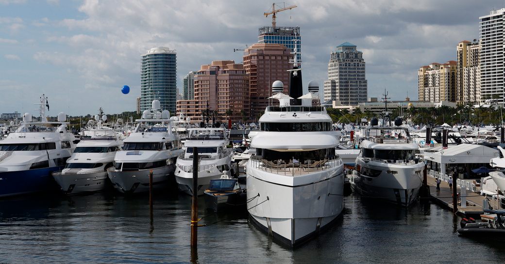 Palm Beach marina with motor yachts