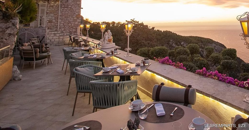 Les Remparts Eze outdoor dining area, sea view