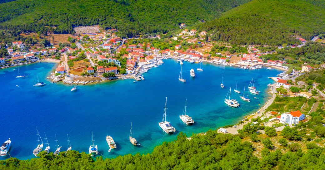 Harbor in Fiskardo greece