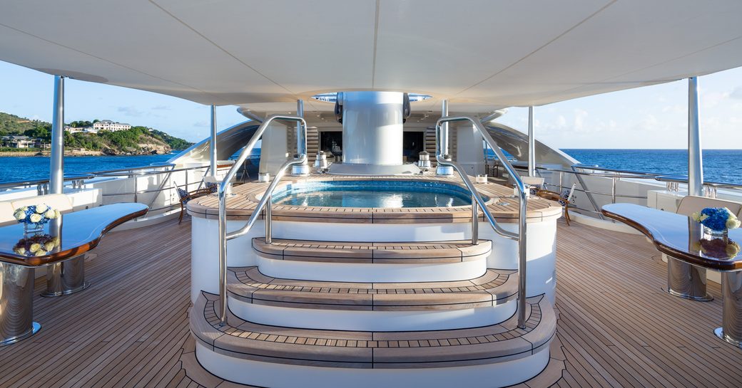 Deck Jacuzzi onboard charter yacht BLACK PEARL