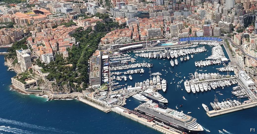 Aerial view looking down on Port Hercule