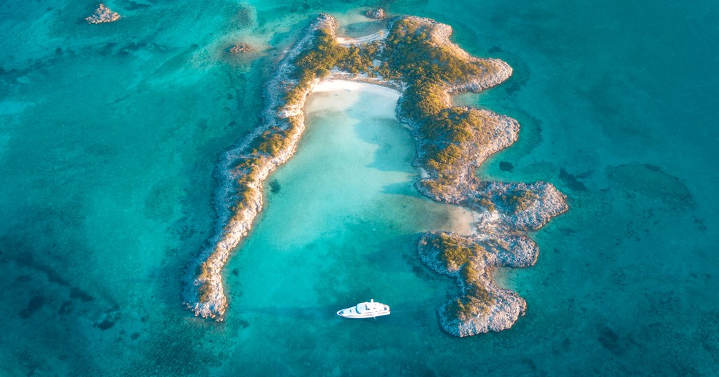 yacht in a exclusive hotspot in the Bahamas, the Exumas