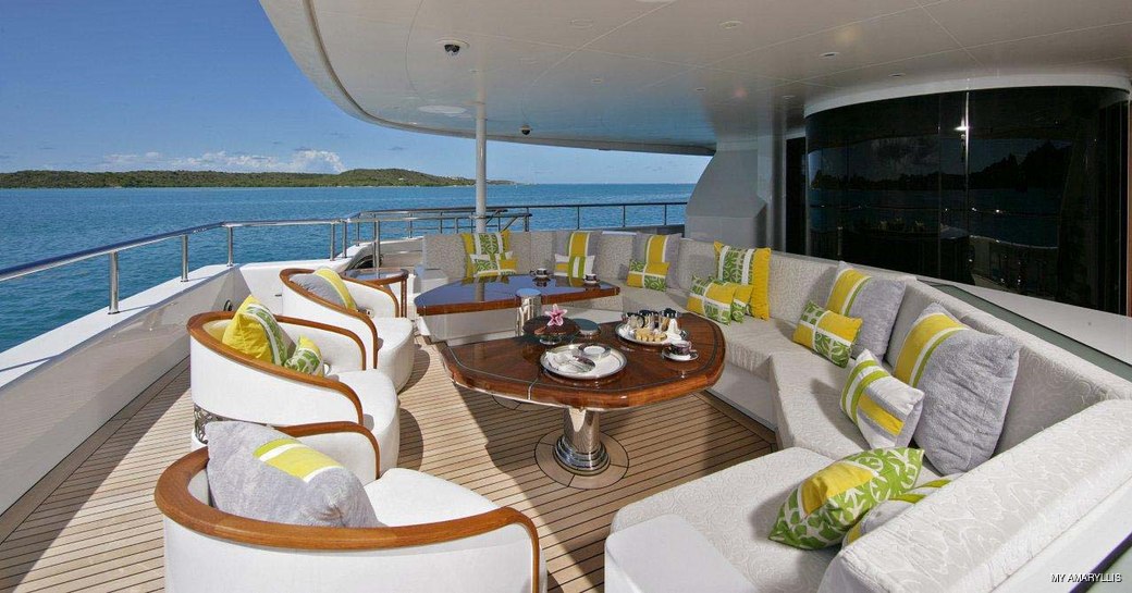 Casual dining area onboard MY Amaryllis