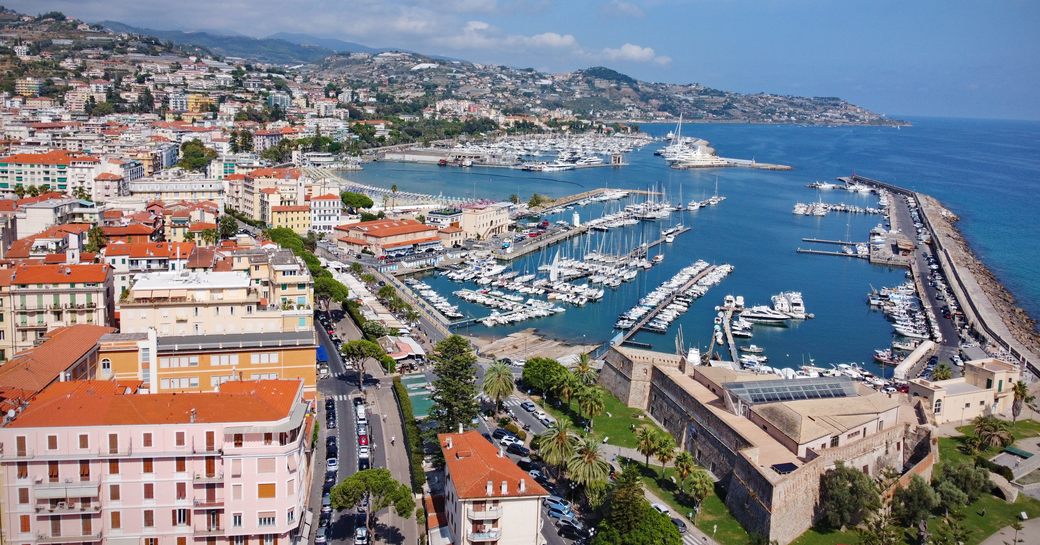 Elevated view looking down on Portosole Marina
