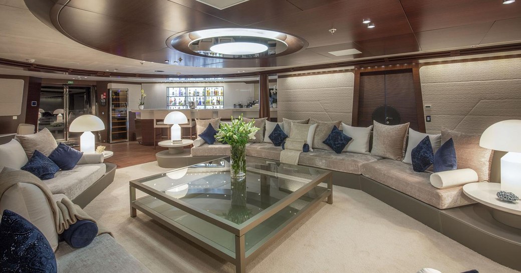 sociable main salon with large seating area on board superyacht KATINA 