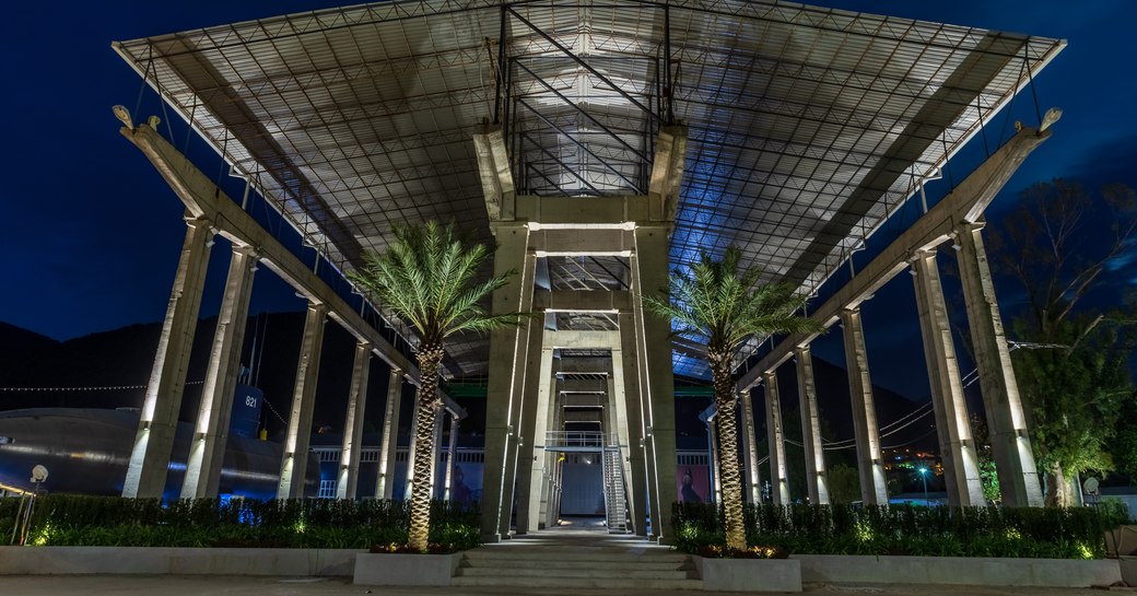 brand new Porto Montenegro Marina Park at night