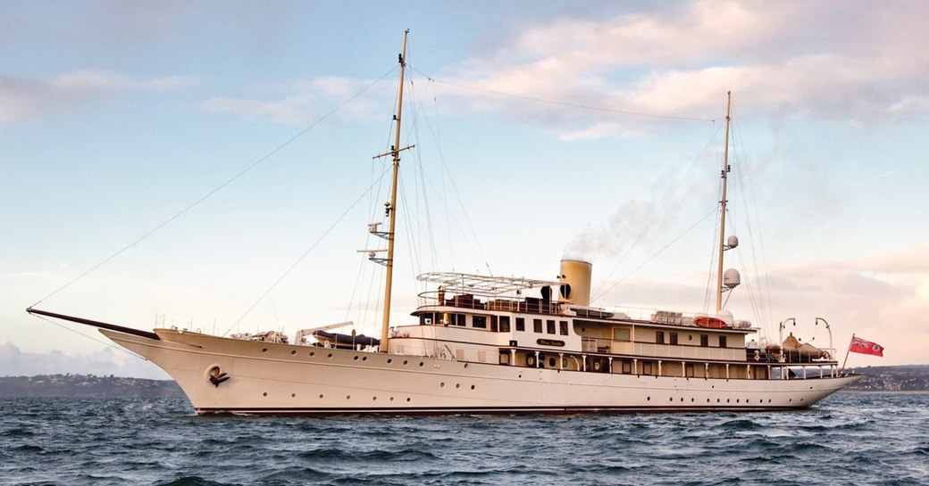 classic yacht Haida 1929 underway on a luxury yacht charter