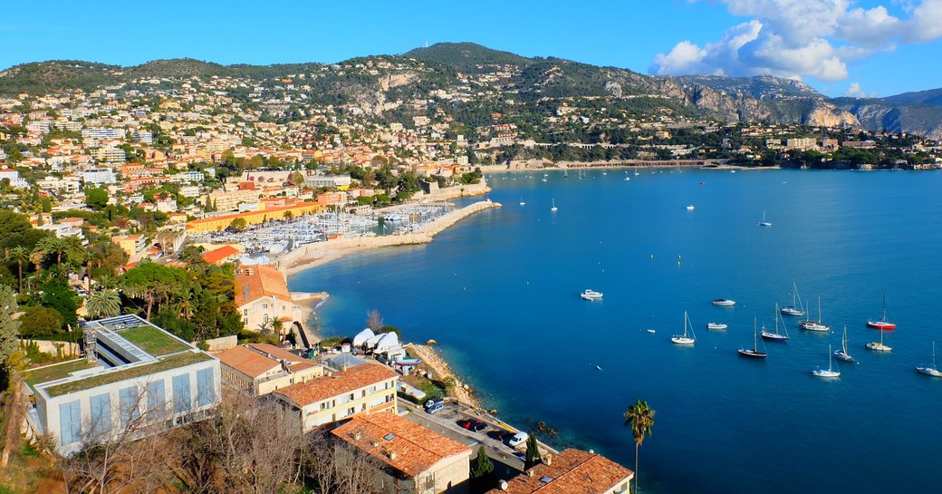 Elevated view of the Villefranche coastline