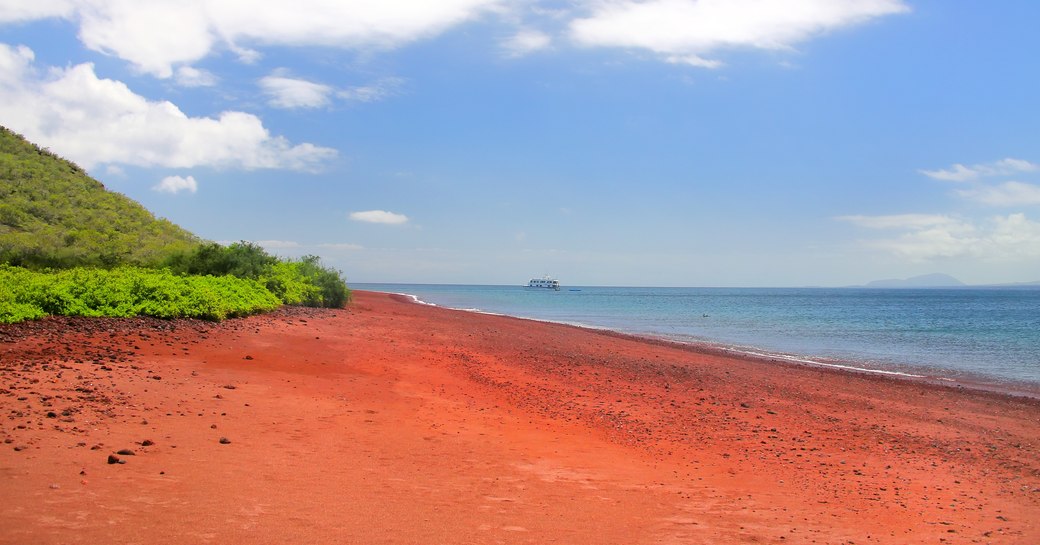 Red sands on Rabida Beach in the Galapagos