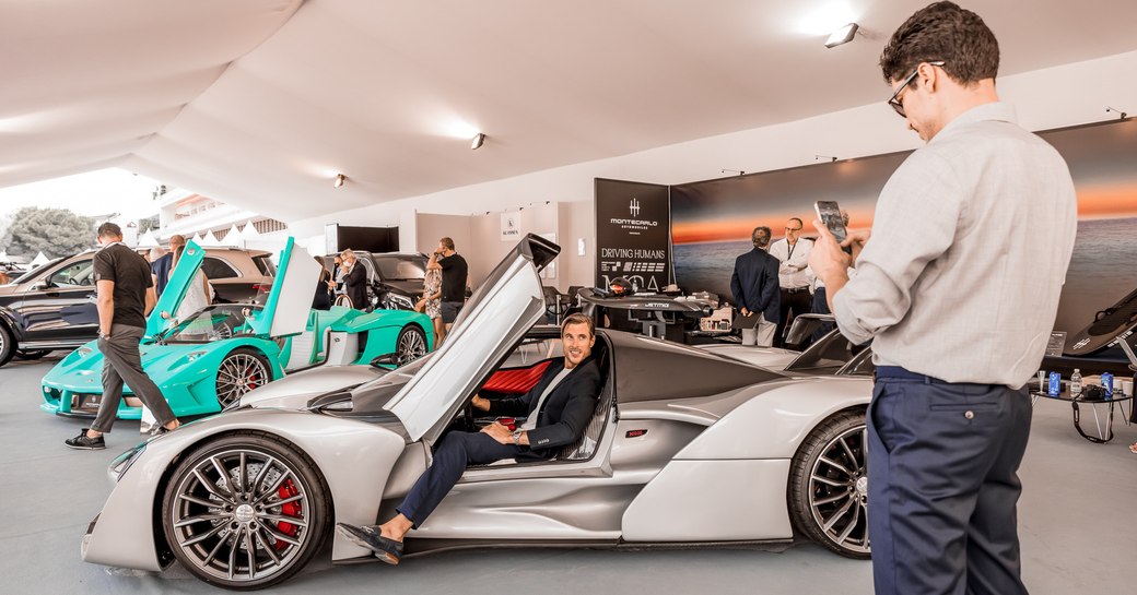 Luxury car deck at the Monaco Yacht Show 2022