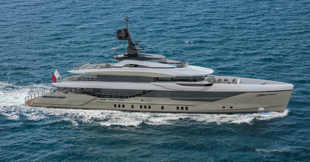Charter yacht Eternal Spark underway, surrounded by sea