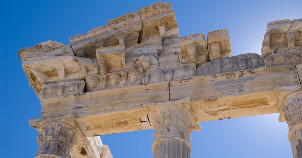 Corner image of the Acropolis in Athens, Greece