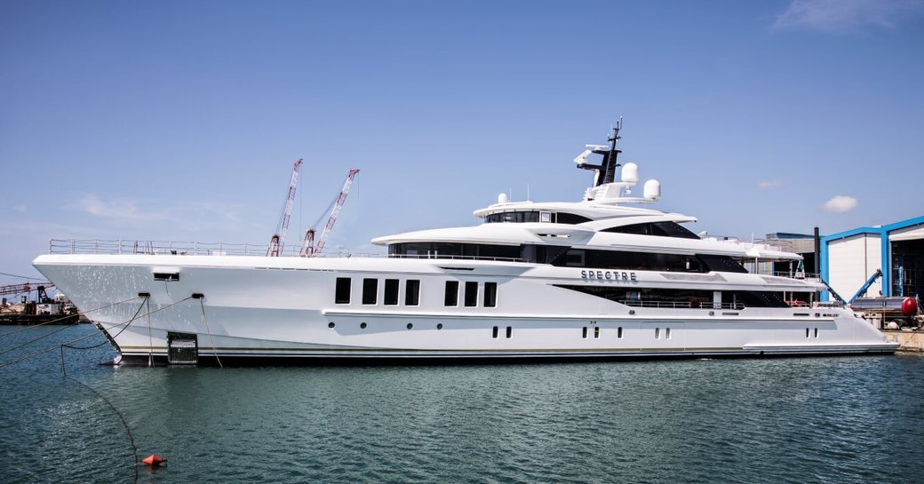 superyacht Spectre after being launched from Benetti shipyard