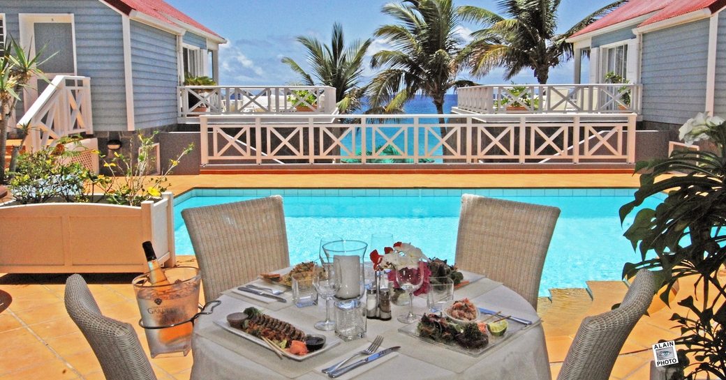 A table prepared for visitors at the La Langouste restaurant