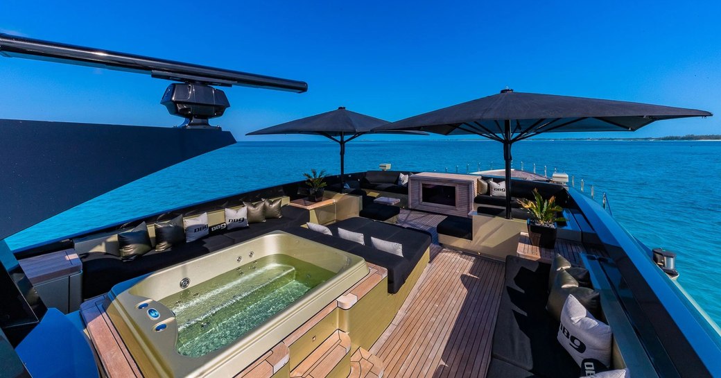 Sun deck Jacuzzi on board charter yacht DB9