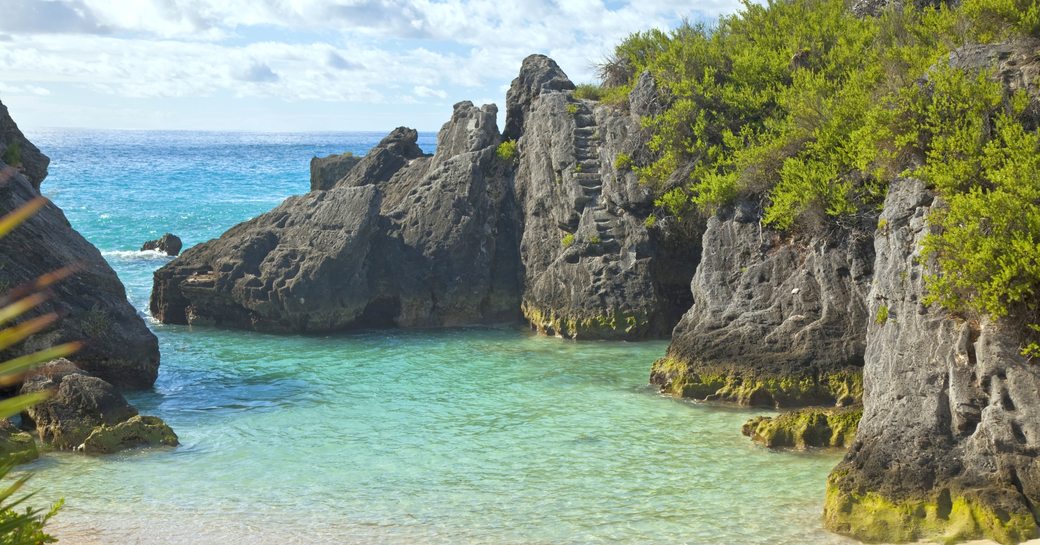 the secluded Jobson Cove Beach in south Bermuda
