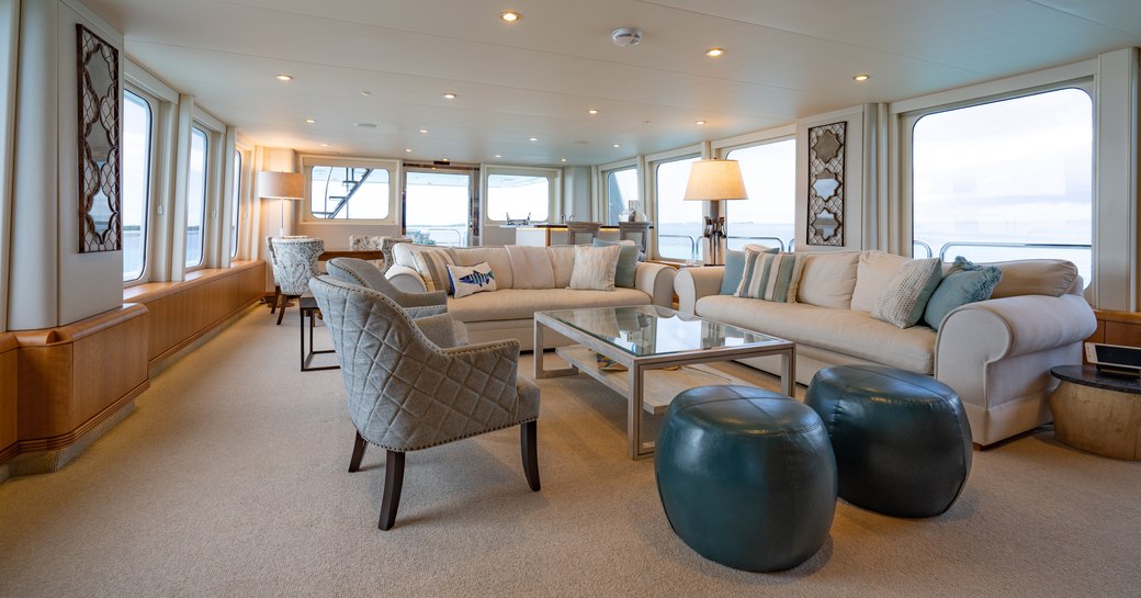 Large airy salon on superyacht ZEAL