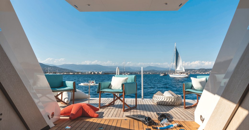 beach club onboard luxury superyacht charter