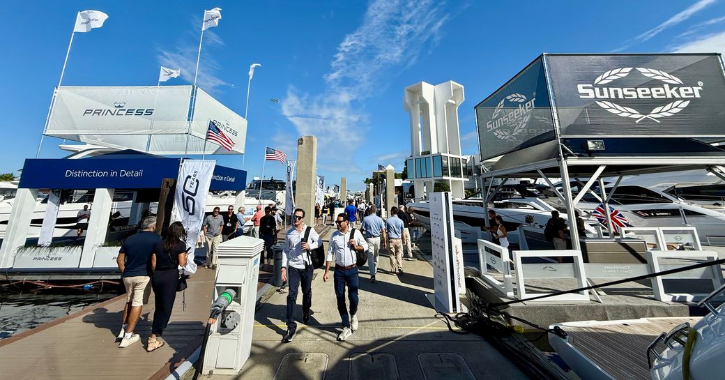 Fort Lauderdale International Boat Show exhibitor stands for Princess and Sunseeker