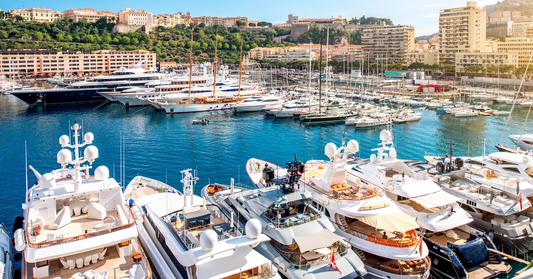 Motor and sailing yacht charters berthed in Port Hercule