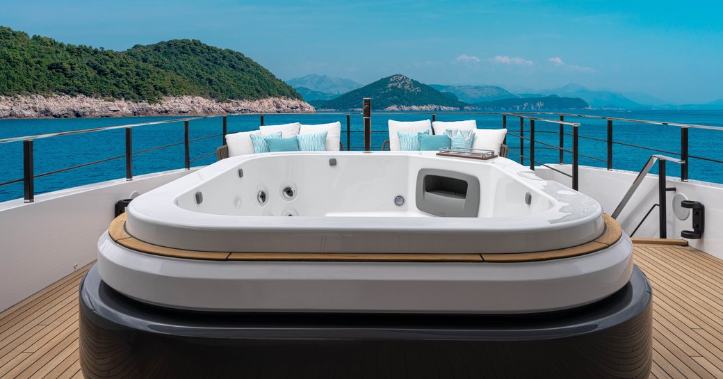 Overview of deck Jacuzzi onboard charter yacht CANOE CANOE