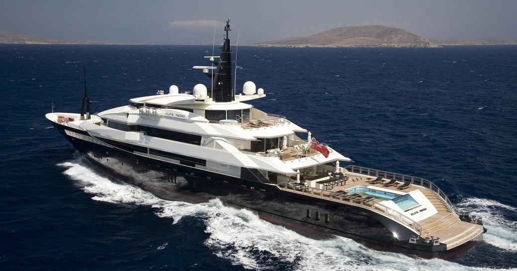 superyacht Alfa Nero cruising on a Caribbean yacht charter