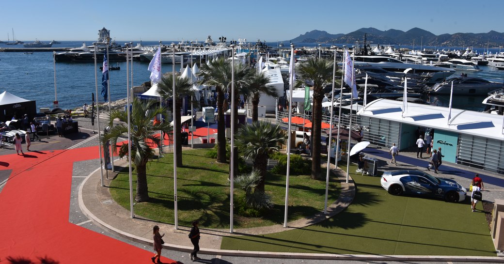 Aerial image of superyachts during cannes yachting festival 2019