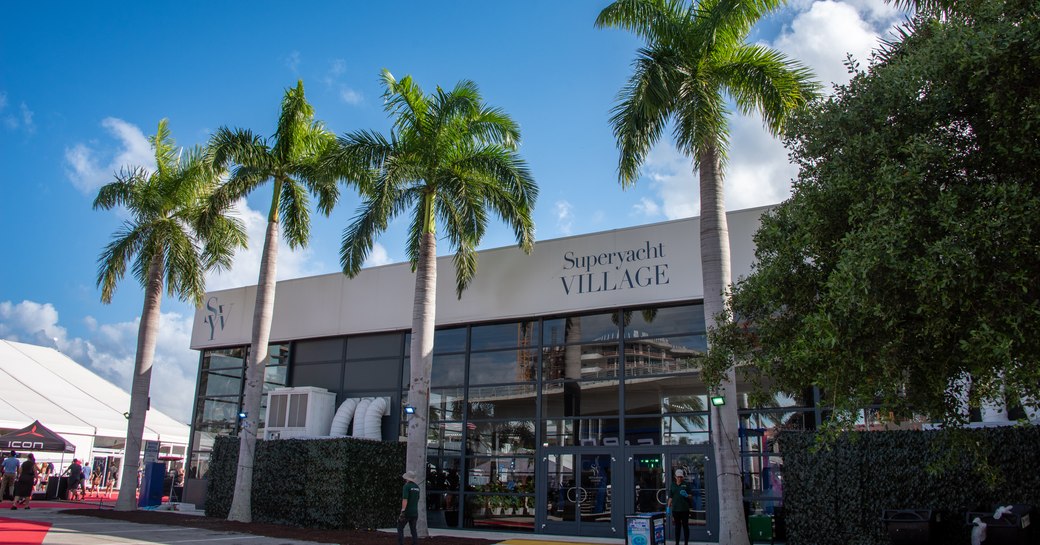 Overview of the entrance to the Superyacht Village at the Fort Lauderdale International Boat Show