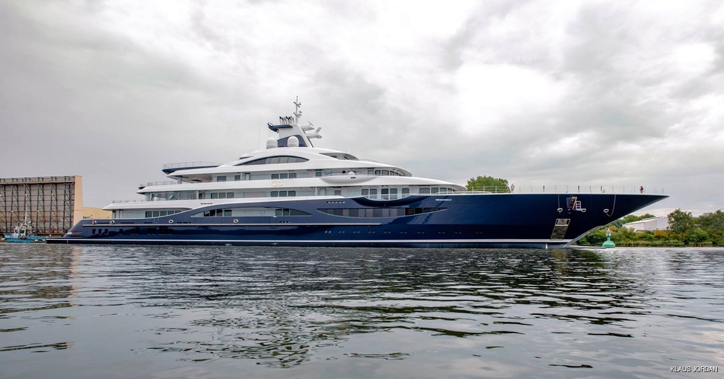 motor yacht TIS after launch from Lurssen's facilities