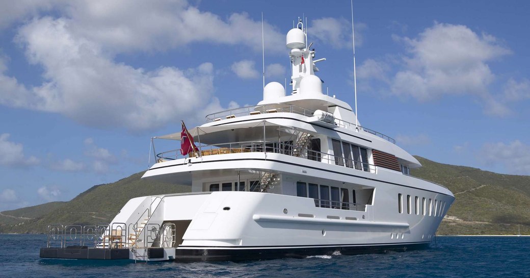 view of the drop-down swim platform of charter yacht GLADIATOR 