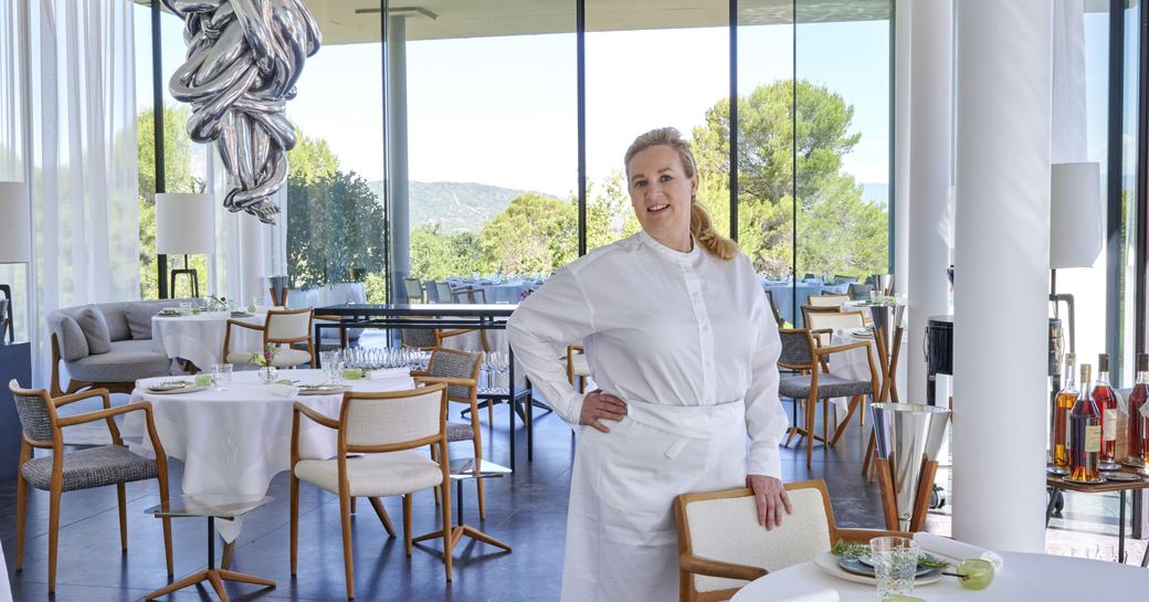 Michelin star Chef Hélène Darroze in her restaurant 
