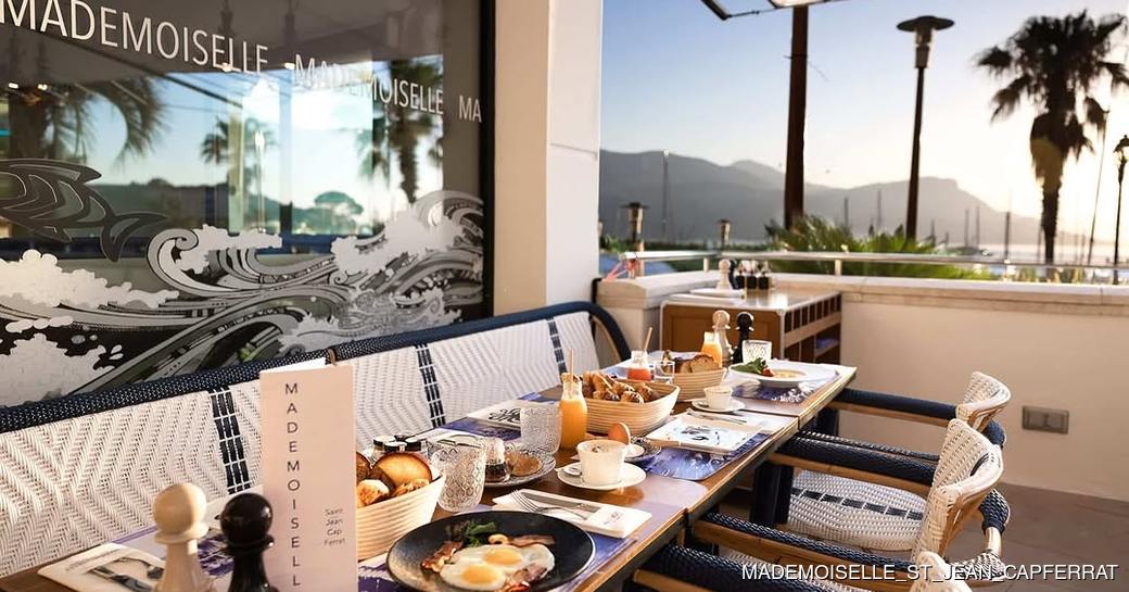 Breakfast dishes set on table at mademoiselle st jean capferrat