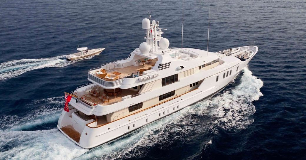 superyacht HANIKON underway on a Bahamas yacht charter