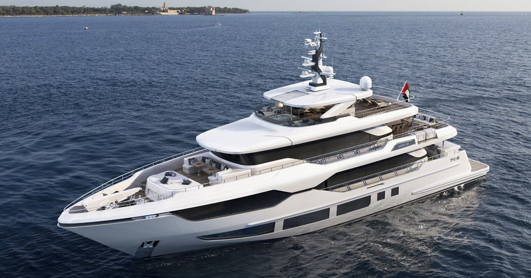 Gulf Craft Majesty 120 superyacht on water